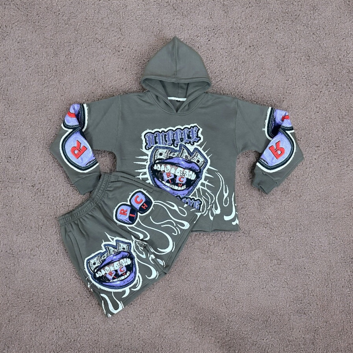 RICH HOODIE SHORT SET
